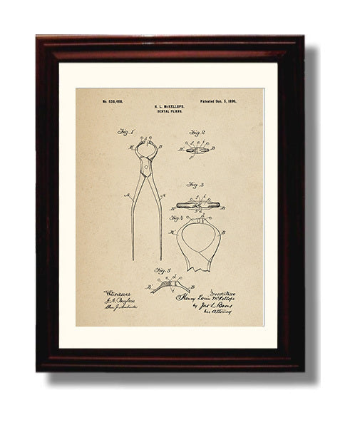 Patent Print - Dental Pliers - Henry Louis Mckellops - 1899 - Patent 638468 Patent Wall Art
