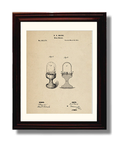 Patent Print - Dice Boxes - R S Mains - 1874 - Patent 148374 Patent Wall Art