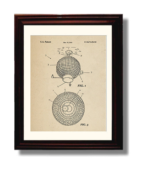 Patent Print - Disco Ball Lighting Apparatus - Unknown Inventor - 2014 - Patent 8672496 Patent Wall Art