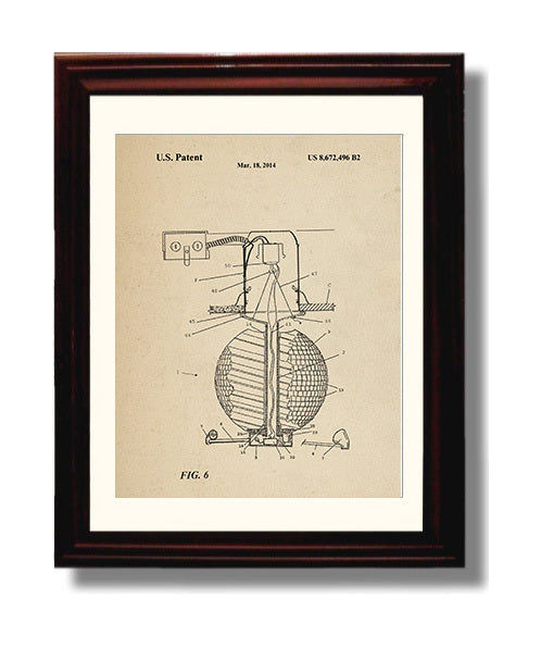 Patent Print - Disco Ball Lighting Apparatus Cross Section - Unknown Inventor - 2014 - Patent 8672496 Patent Wall Art