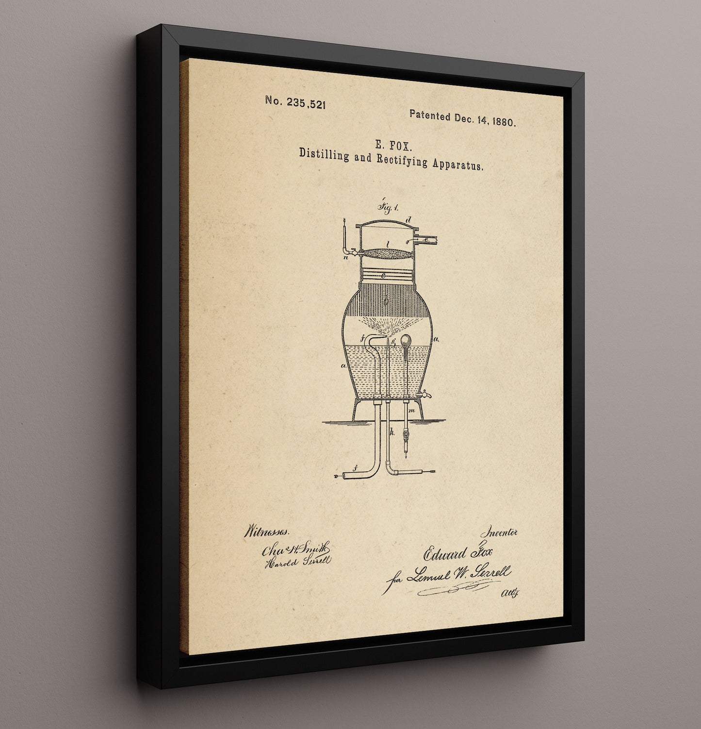 Patent Print - Distilling And Rectifying Apparatus - E. Fox - 1880 - Patent 235521 Patent Wall Art
