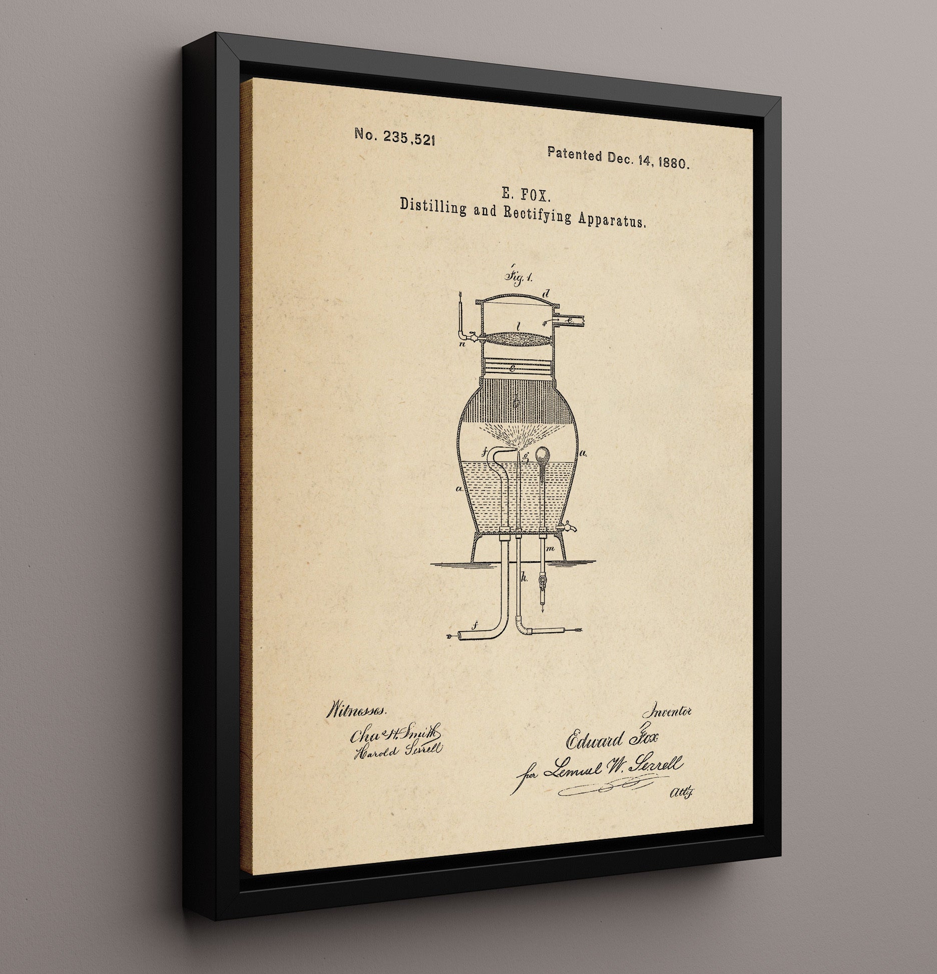 Patent Print - Distilling And Rectifying Apparatus - E. Fox - 1880 - Patent 235521 Patent Wall Art