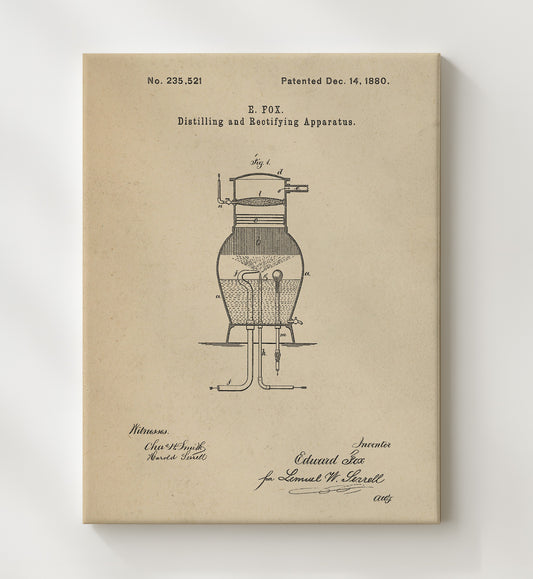 Distilling And Rectifying Apparatus 1880 patent print wall art 8x10 Canvas