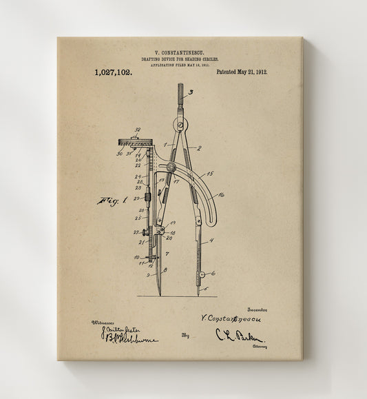 Drafting Device For Shading Circles 1912 patent print wall art 8x10 Canvas