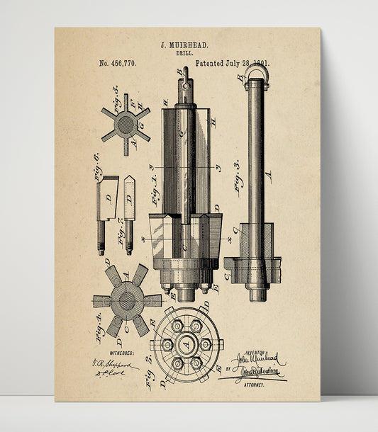 Drill - 1891 Patent - 16x20 Unframed Print