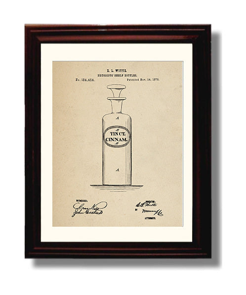 Patent Print - Druggists Shelf Bottles - E. L. Witte - 1876 - Patent 184454 Patent Wall Art