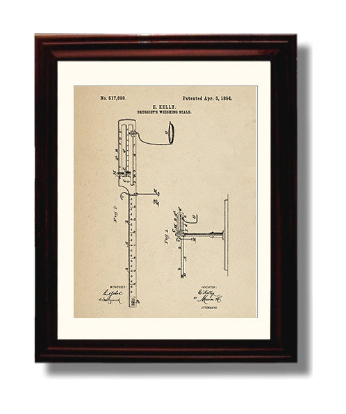 Patent Print - Druggists Weighing Scale - E. Kelly - 1894 - Patent 517698 Patent Wall Art