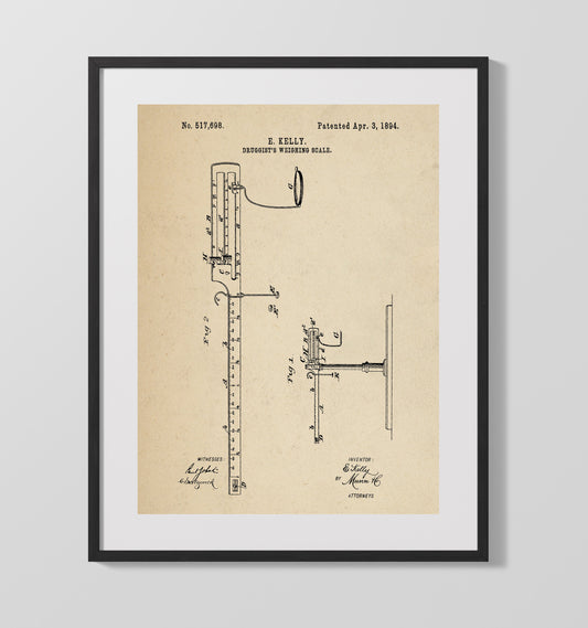 Druggists Weighing Scale - 1894 Patent - 16x20 Gallery Frame
