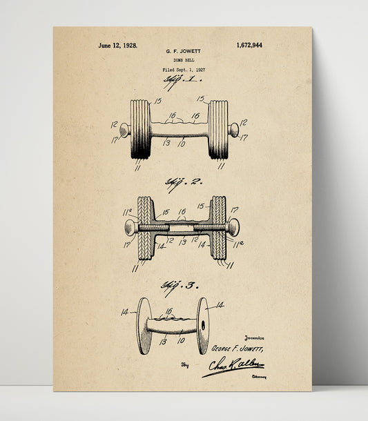 Dumbbell - 1928 Patent - 16x20 Unframed Print