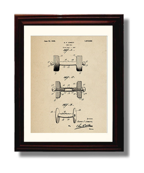 Patent Print - Dumbbell - G F Jowett - 1928 - Patent 1672944 Patent Wall Art