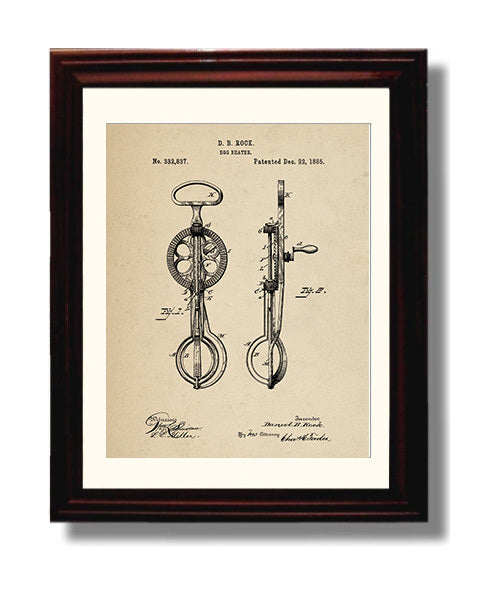 Patent Print - Egg Beater - D.B. Rock - 1885 - Patent 332837 Patent Wall Art