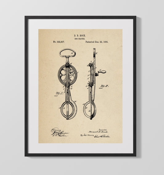 Egg Beater - 1885 Patent - 16x20 Gallery Frame