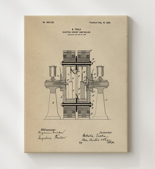 Electric Circuit Controller 1898 patent print wall art 8x10 Canvas