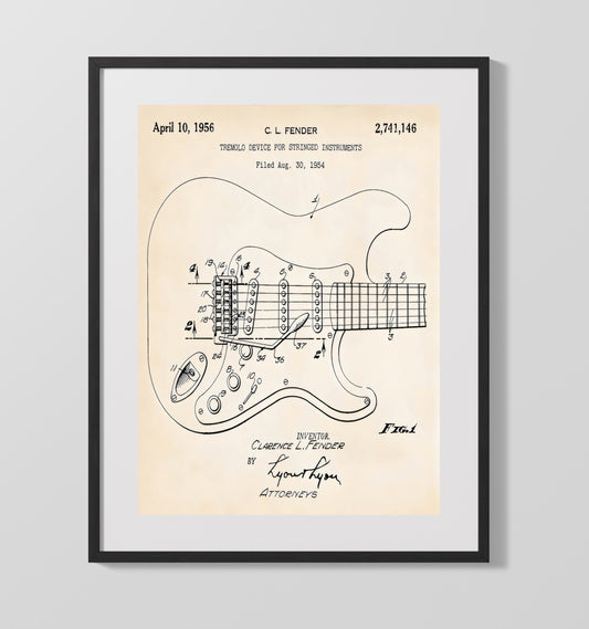 Electric Guitar - Design 1 Patent - 16x20 Gallery Frame