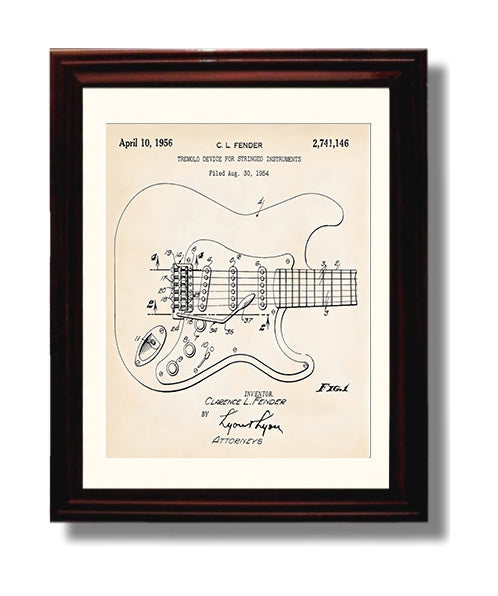 Patent Print - Electric Guitar - Fender Tremolo Patent 1956 Patent Wall Art