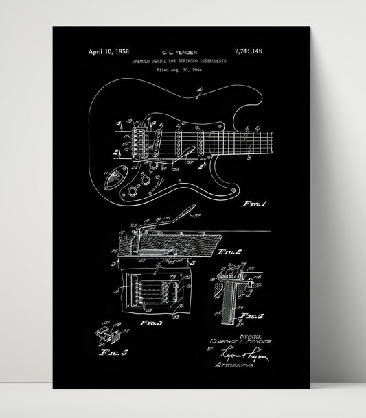 Electric Guitar - Design 2 Patent - 16x20 Unframed Print
