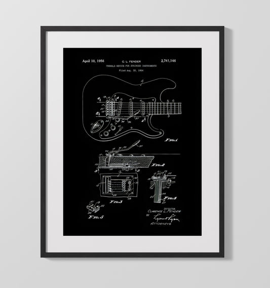 Electric Guitar - Design 2 Patent - 16x20 Gallery Frame