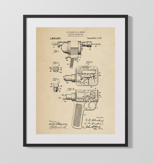 Electrically Driven Tool - 1917 Patent - 16x20 Gallery Frame