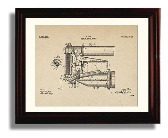 Patent Print - Engine And Radiator Assembly - Henry Ford - 1919 - Patent 1312476 - Landscape Patent Wall Art