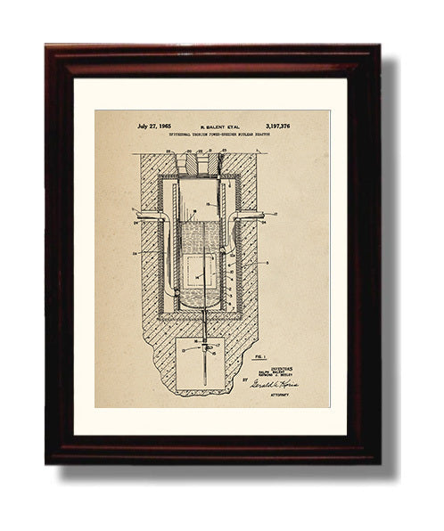 Patent Print - Epithermal Thorium Power-Breeder Nuclear Reactor - Ralph Balent And Raymond J Beeley - 1965 - Patent 3197376 Patent Wall Art