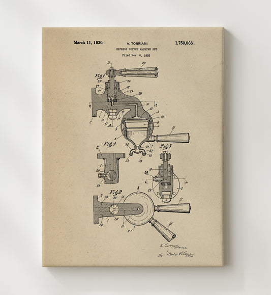Express Coffee Machine Set 1930 patent print wall art 8x10 Canvas