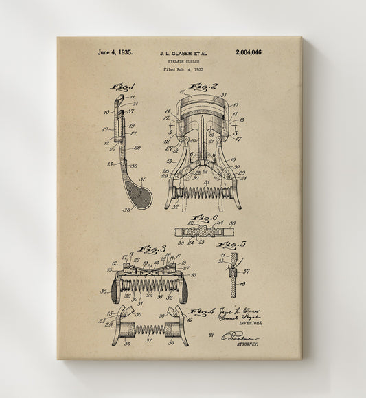Eyelash Curler 1935 patent print wall art 8x10 Canvas