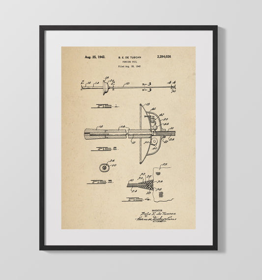 Fencing Foil - 1942 Patent - 16x20 Gallery Frame