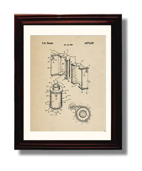 Patent Print - Film Cartridge Assembly - 1989 - Patent 4875638 Patent Wall Art