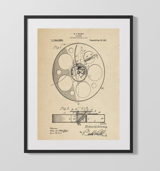 Film Reel - 1915 Patent - 16x20 Gallery Frame