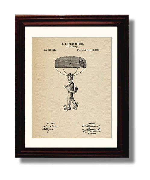 Patent Print - Fire Escape - B B Oppenheimer - 1879 - Patent 221855 Patent Wall Art