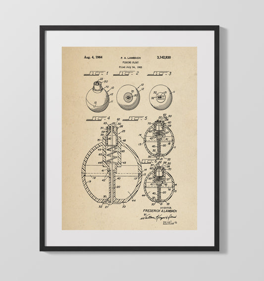Fishing Float - 1964 Patent - 16x20 Gallery Frame