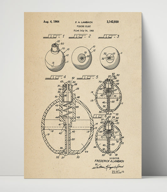Fishing Float - 1964 Patent - 16x20 Unframed Print