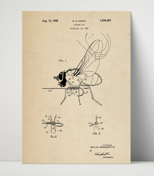 Fishing Fly - 1968 Patent - 16x20 Unframed Print