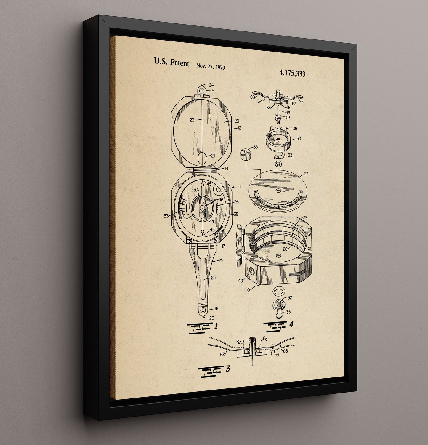 Patent Print - Fishing Reel - Unknown Inventor - 1979 - Patent 4175333 Patent Wall Art