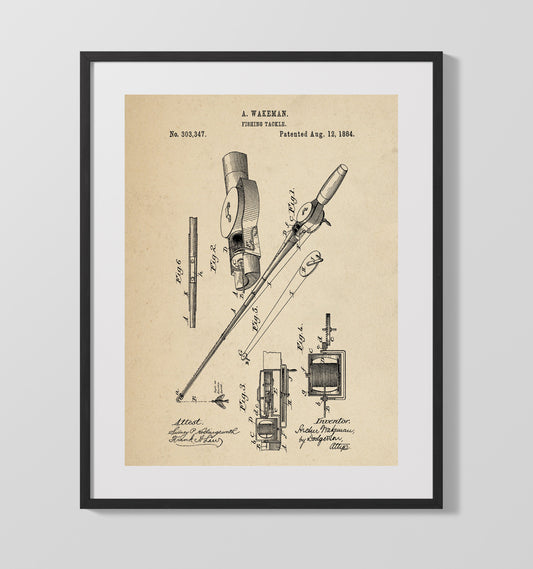 Fishing Tackle - 1884 Patent - 16x20 Gallery Frame