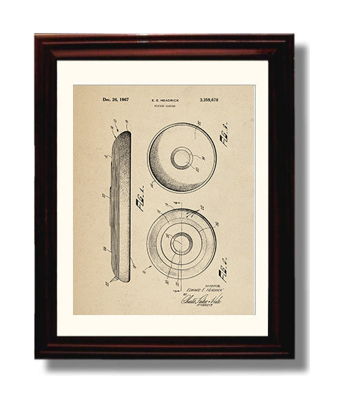 Patent Print - Flying Saucer Frisbee - Edward E Headrick - 1967 - Patent 3359678 Patent Wall Art