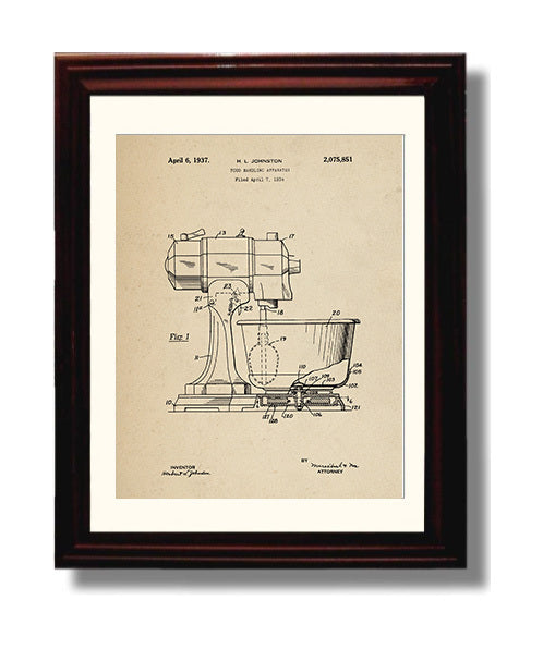 Patent Print - Food Handling Apparatus - H.L. Johnston - 1937 - Patent 2075851 Patent Wall Art