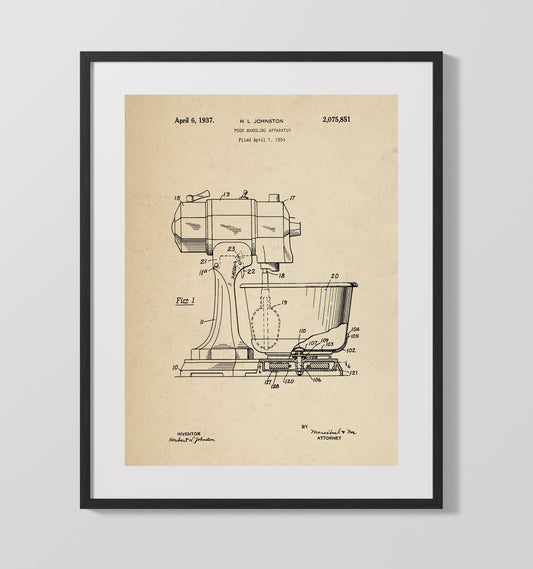 Food Handling Apparatus - 1937 Patent - 16x20 Gallery Frame