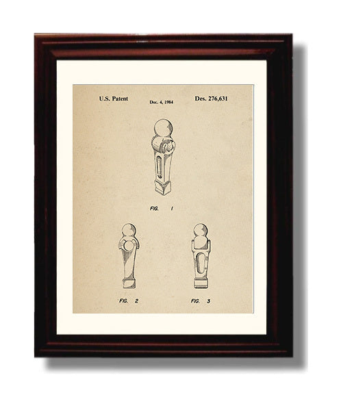Patent Print - Foosball Player Figure - Unknown Inventor - 1984 - Patent D276631 Patent Wall Art