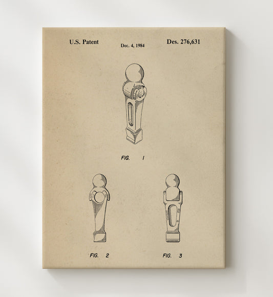 Foosball Player Figure 1984 patent print wall art 8x10 Canvas