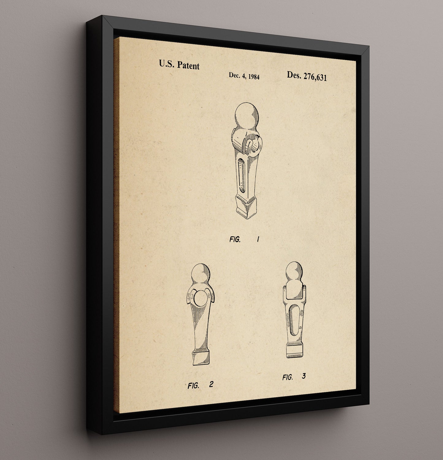 Patent Print - Foosball Player Figure - Unknown Inventor - 1984 - Patent D276631 Patent Wall Art