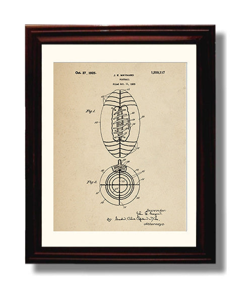 Patent Print - Football - J E Maynard - 1925 - Patent 1559117 Patent Wall Art