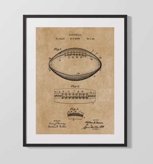 Football Patent - 16x20 Gallery Frame