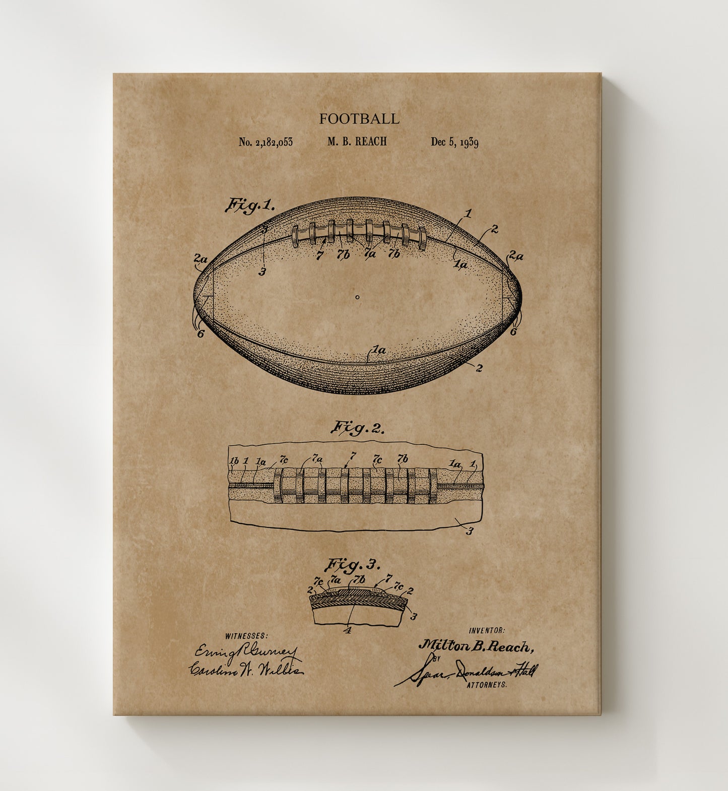 Patent Print - Football - Patent 1939 Patent Wall Art