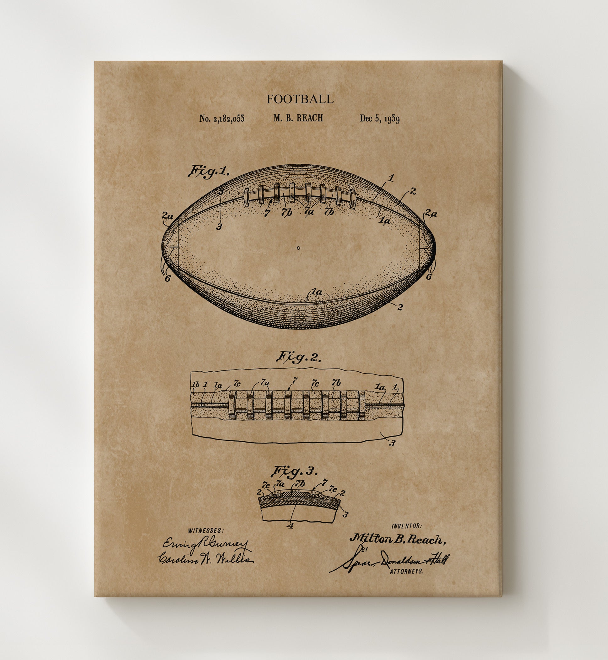 Patent Print - Football - Patent 1939 Patent Wall Art