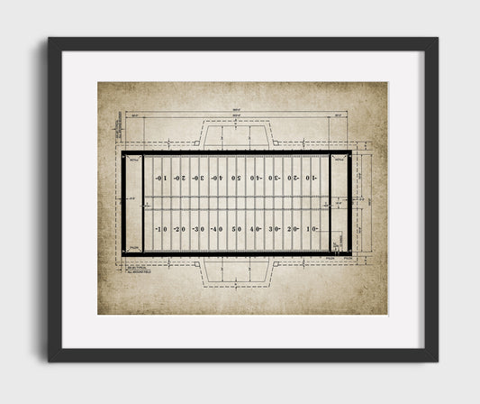 Football Field Patent - 16x20 Gallery Frame