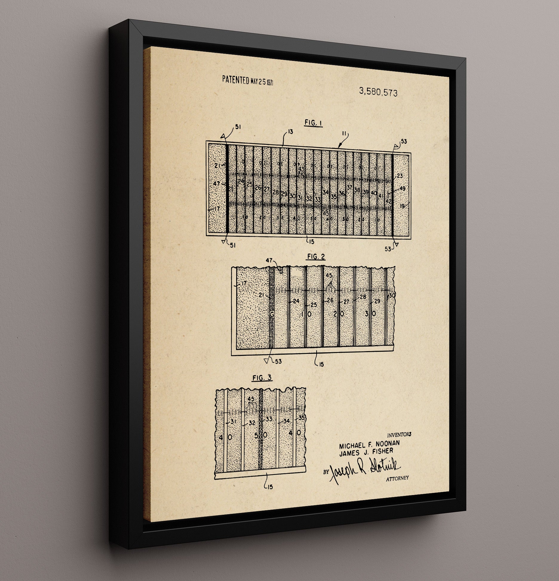 Patent Print - Football Field Game Board - Michael F Noonan - 1971 - Patent 3580573 Patent Wall Art