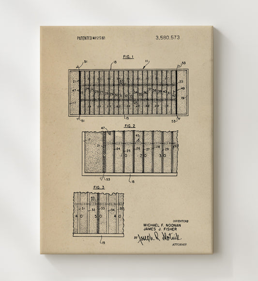 Football Field Game Board 1971 patent print wall art 8x10 Canvas