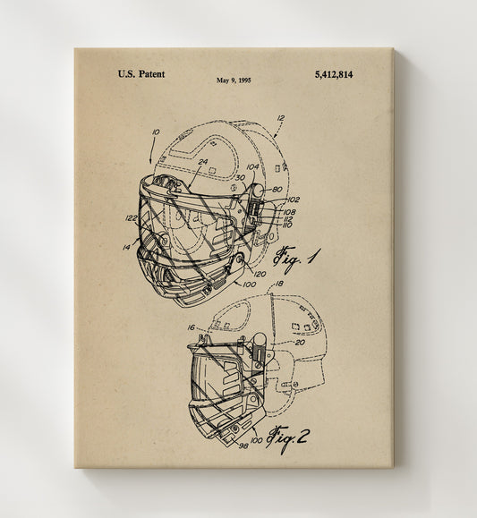 Football Helmet Face Mask 1995 patent print wall art 8x10 Canvas
