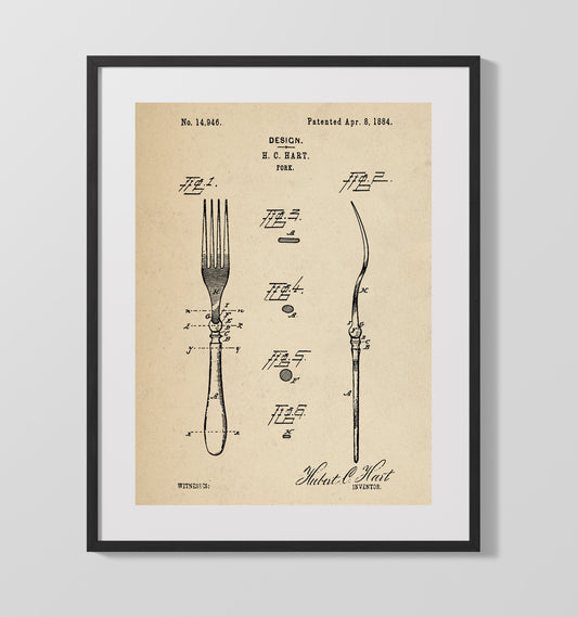 Fork - 1884 Patent - 16x20 Gallery Frame